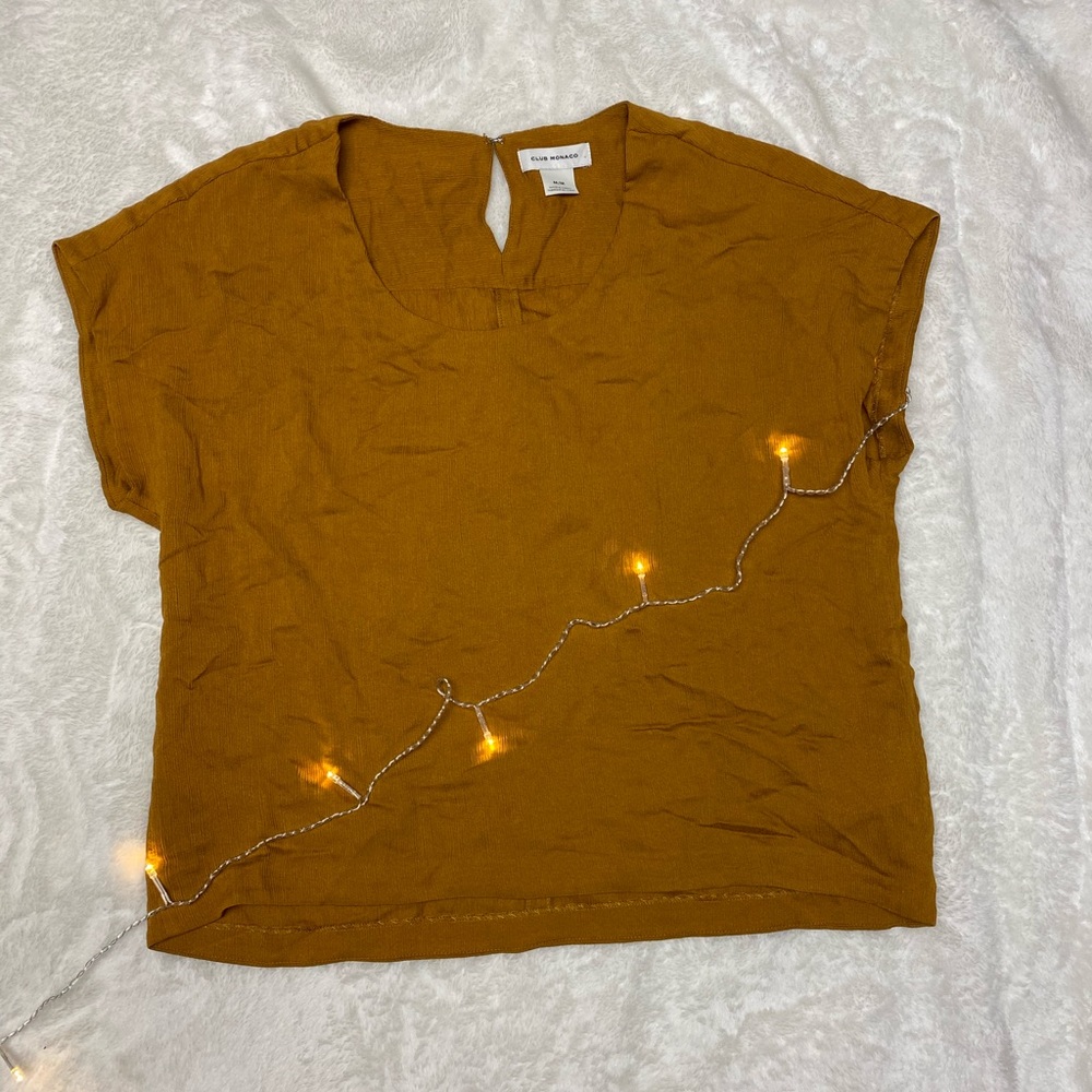 club monaco burnt orange short sleeve blouse size M